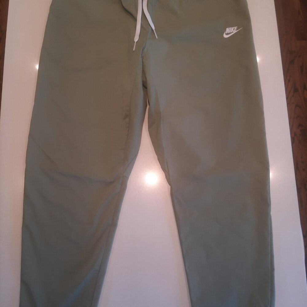 Nike Olive Green Men's Joggers with White Logo